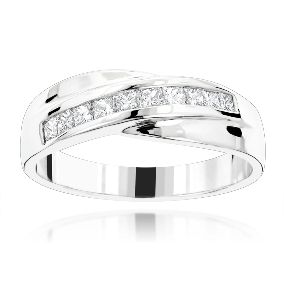 18K White Gold Men's Diamond Wedding Band 1ct 3 18K White Gold Men's Diamond Wedding Band 1ct