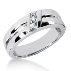 18K White Gold Men's Diamond Wedding Ring 0.18ct