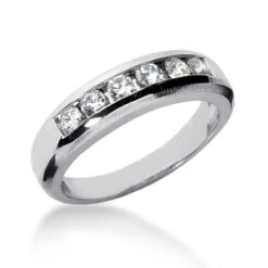 18K White Gold Men's Channel Set Diamonds Wedding Ring 0.60ct 5.7mm