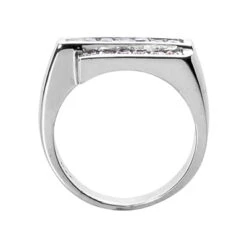 18K White Gold Men's Round & Baguette Diamonds Ring 0.97ct 8 18K White Gold Men's Round & Baguette Diamonds Ring 0.97ct -Its Hot Jewelry Shop 18k gold mens round baguette diamonds ring 097ct p 31748 back white 20220426