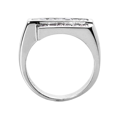18K White Gold Men's Round & Baguette Diamonds Ring 0.97ct 5 18K White Gold Men's Round & Baguette Diamonds Ring 0.97ct - Image 3