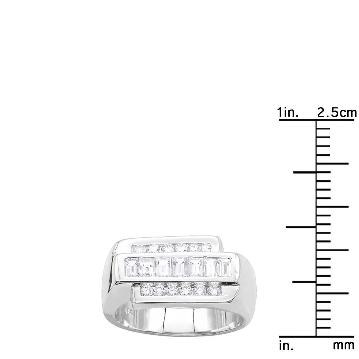 Unique Designer Wedding Band For Men 18K White Gold Men's Round & Baguette Diamonds Ring 10 Unique Designer Wedding Band For Men 18K White Gold Men's Round & Baguette Diamonds Ring - Image 8