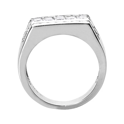 18K White Gold Men's Round & Baguette Diamonds Ring 2.43ct 7 18K White Gold Men's Round & Baguette Diamonds Ring 2.43ct - Image 5