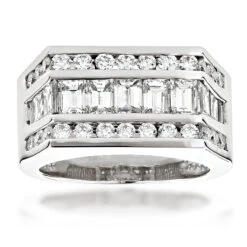 18K White Gold Men's Round & Baguette Diamonds Ring 2.43ct 9 18K White Gold Men's Round & Baguette Diamonds Ring 2.43ct -Its Hot Jewelry Shop 18k gold mens round baguette diamonds ring 243ct p 31864 white 1