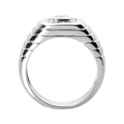 18K White Gold Men's Round & Emerald Diamonds Ring 0.71ct -Its Hot Jewelry Shop 18k gold mens round emerald diamonds ring 071ct p 31718 back white 20220426