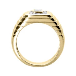 18K White Gold Men's Round & Emerald Diamonds Ring 0.71ct -Its Hot Jewelry Shop 18k gold mens round emerald diamonds ring 071ct p 31718 back yellow 20220426