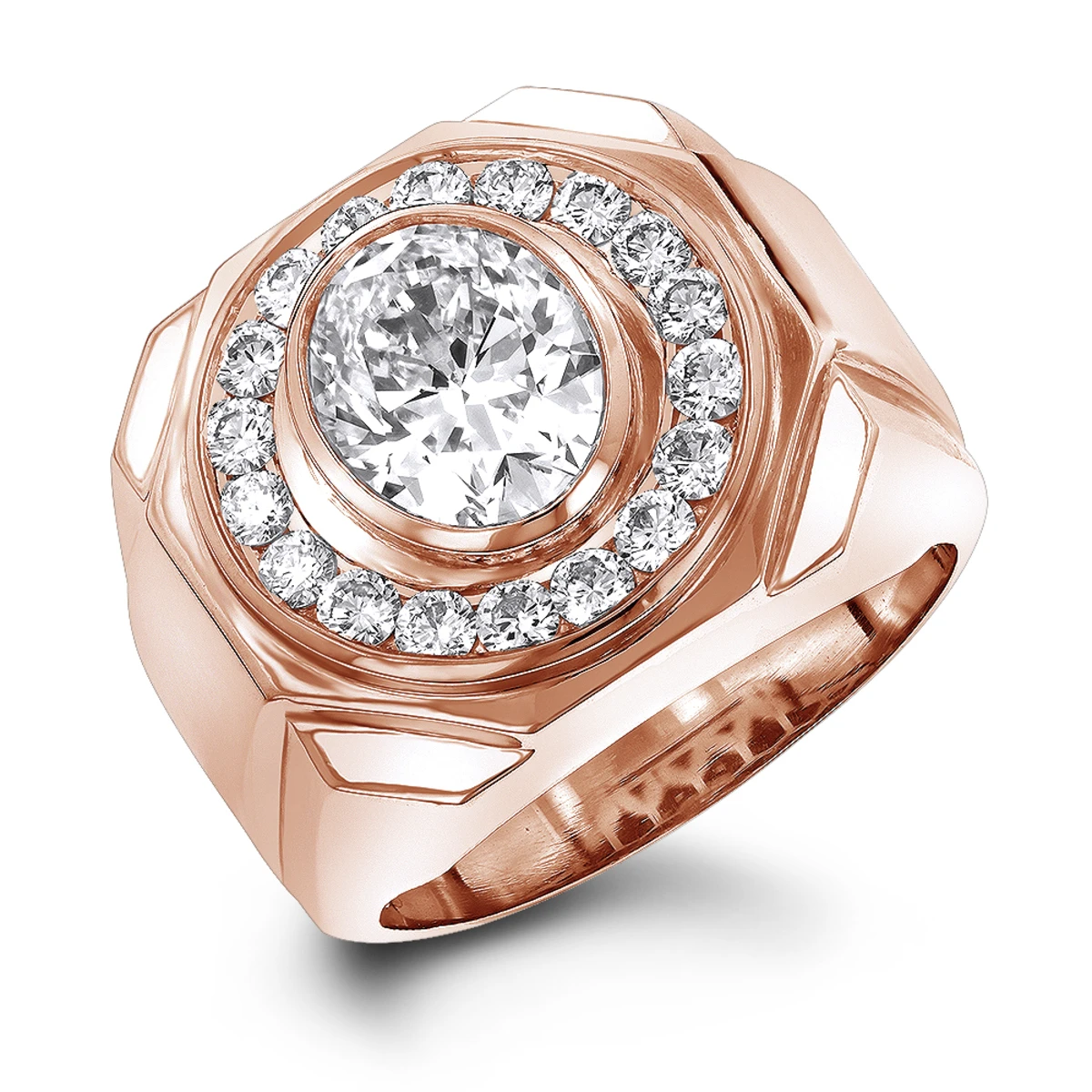 18K White Gold Men's Round & Oval Diamonds Ring 4ct 5 18K White Gold Men's Round & Oval Diamonds Ring 4ct - Image 3