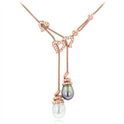 18K White Gold Pearl And Diamond Necklace Hearts 0.84ct -Its Hot Jewelry Shop 18k gold pearl and diamond necklace hearts 084ct p 5782 ro