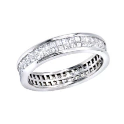 Thin 18K White Gold Princess Diamond Eternity Ring 1.29ct