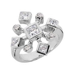 18K White Gold Right Hand Diamond Ladies Ring 1.20ct