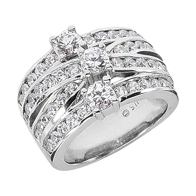 18K White Gold Right Hand Diamond Ladies Ring 2.50ct 3 18K White Gold Right Hand Diamond Ladies Ring 2.50ct