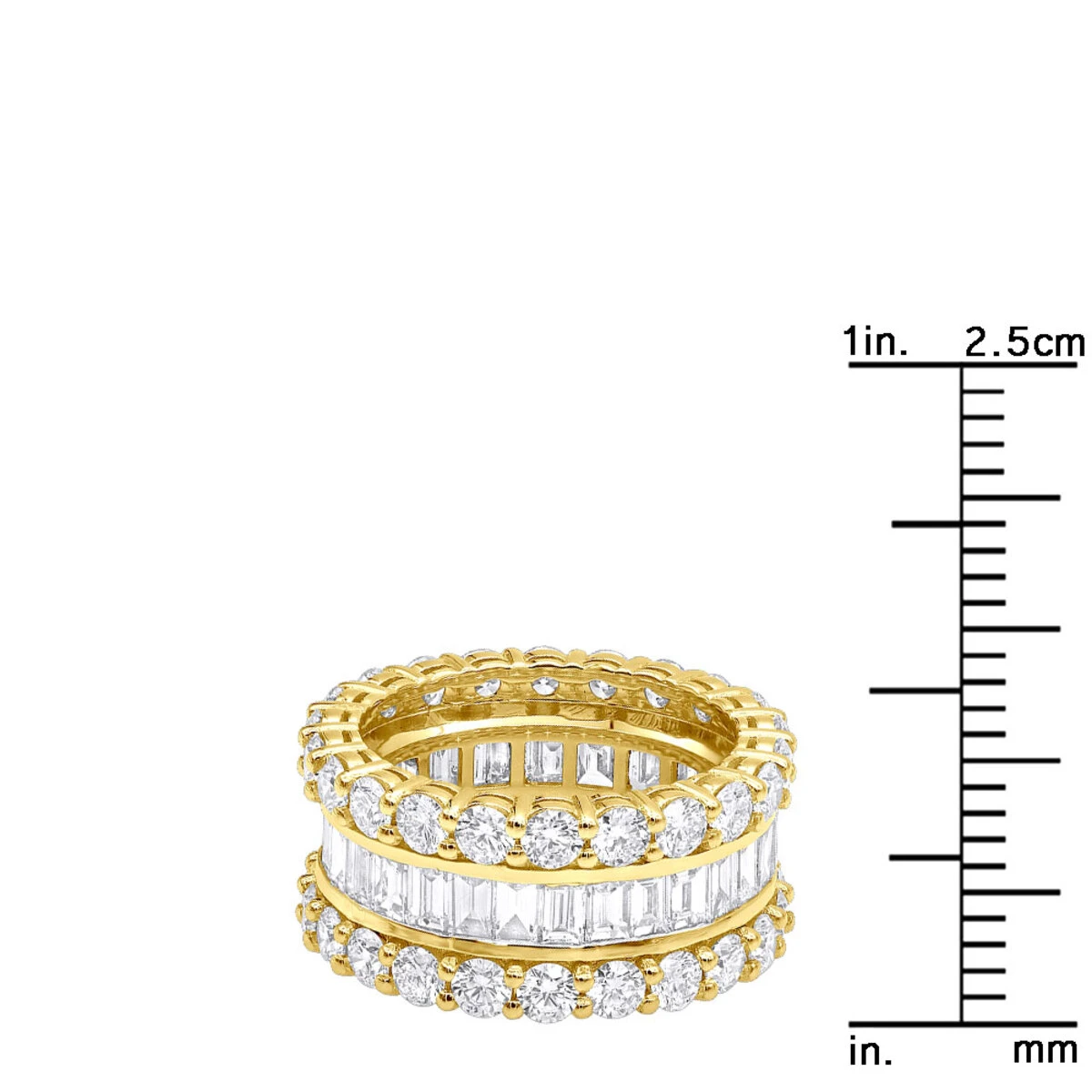 18K Yellow Gold Round & Baguette Diamond Eternity Band 6ct 10 18K Yellow Gold Round & Baguette Diamond Eternity Band 6ct - Image 8