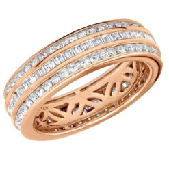 14K Rose Gold Round Baguette Diamond Eternity Ring 2.01ct 1/4 In (6mm)