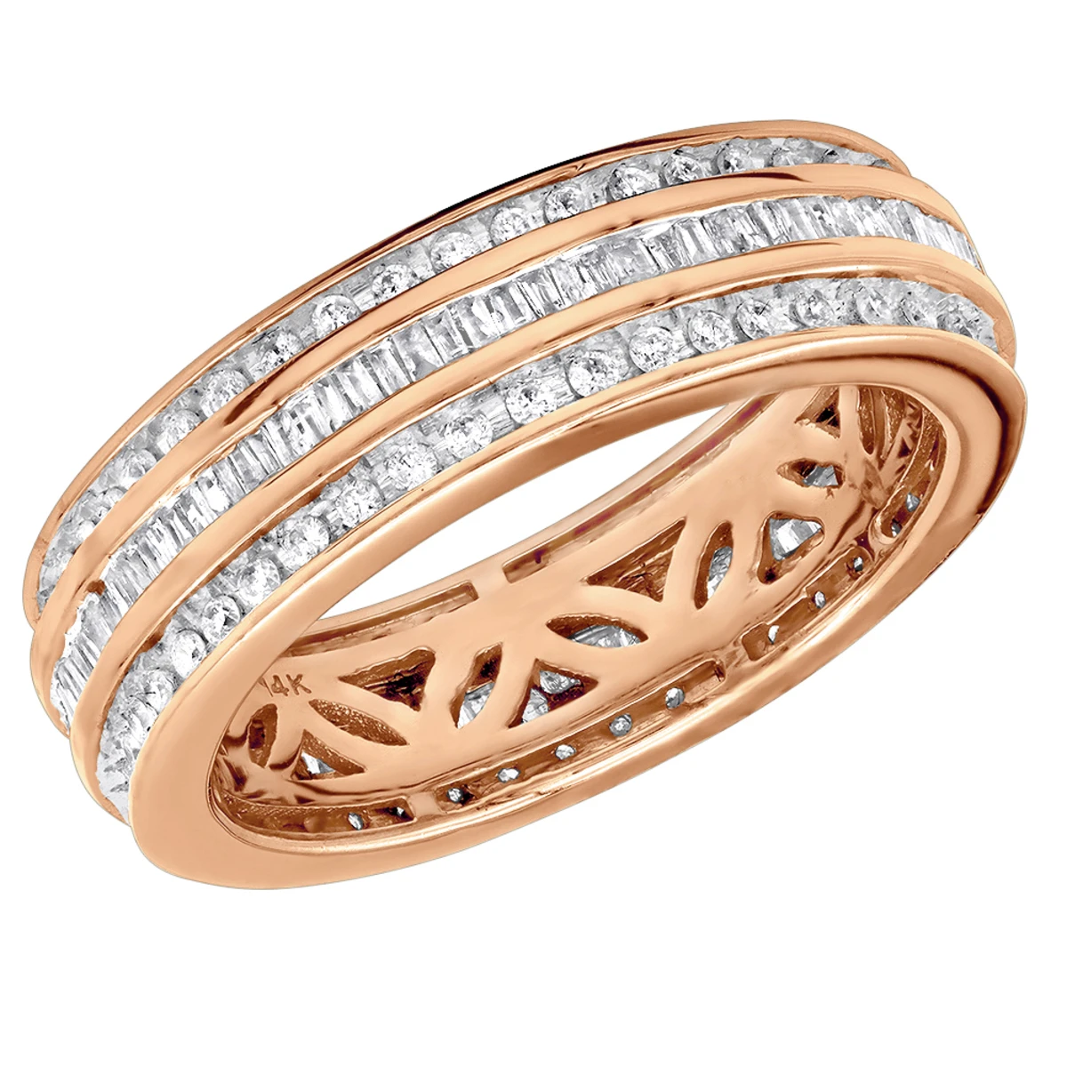 14K Rose Gold Round Baguette Diamond Eternity Ring 2.01ct 1/4 In (6mm) 3 14K Rose Gold Round Baguette Diamond Eternity Ring 2.01ct 1/4 In (6mm)