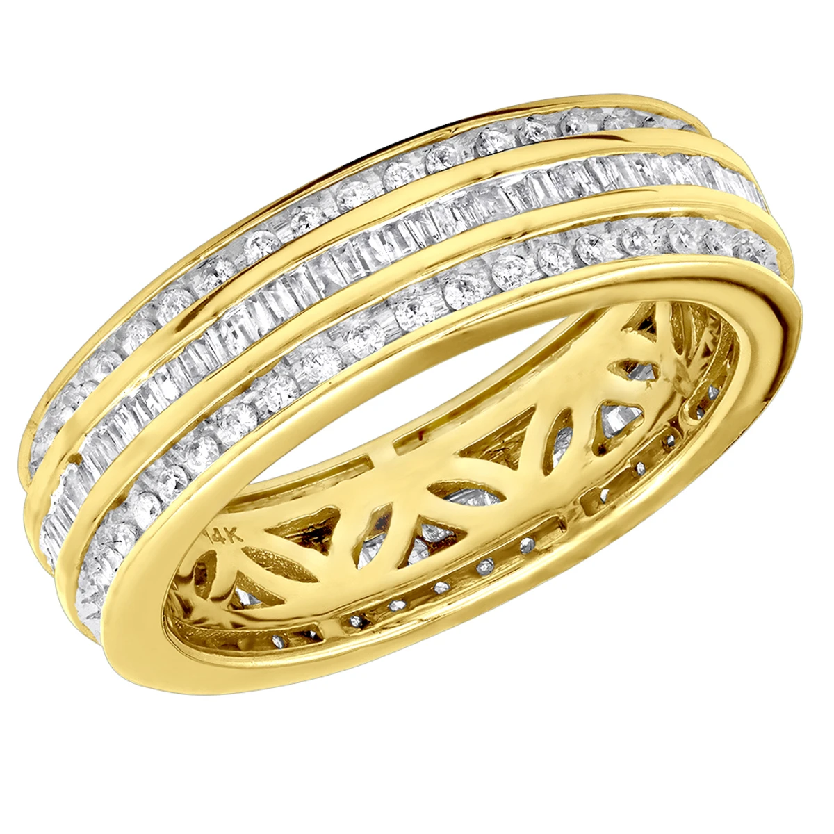 14K Rose Gold Round Baguette Diamond Eternity Ring 2.01ct 1/4 In (6mm) 4 14K Rose Gold Round Baguette Diamond Eternity Ring 2.01ct 1/4 In (6mm) - Image 2