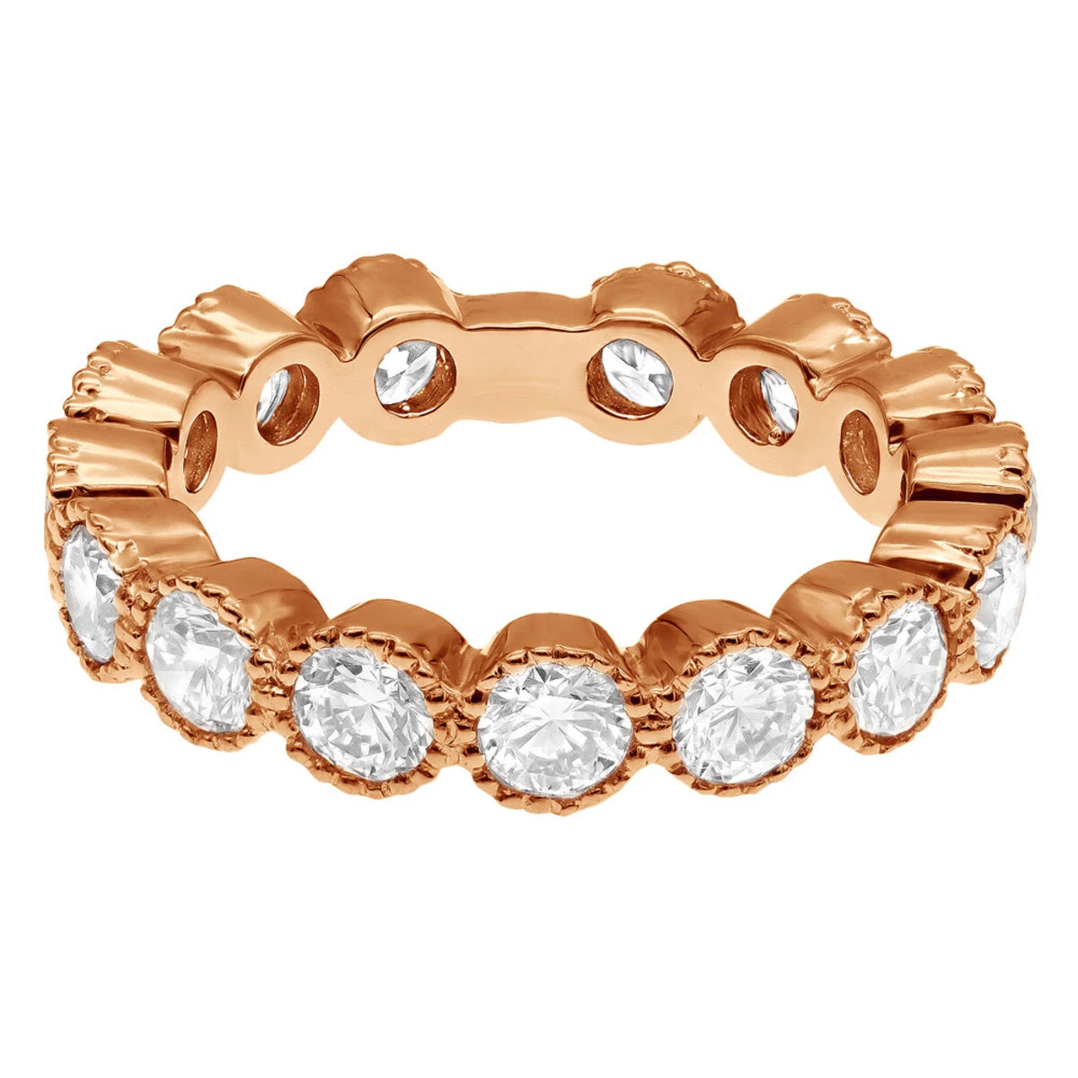 Unique 18K White Gold Round Diamond Band For Women Stackable Ring 1.58ct 8 Unique 18K White Gold Round Diamond Band For Women Stackable Ring 1.58ct - Image 6