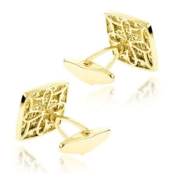 18K Yellow Gold & Round Diamond Designer Cufflinks Men's 3.77ct -Its Hot Jewelry Shop 18k gold round diamond designer cufflinks mens 377ct p 6029 backye
