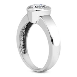 18K White Gold Round Diamond Engagement Ring Bezel Set 0.75ct 4.40mm -Its Hot Jewelry Shop 18k gold round diamond engagement ring 075ct p 33584 back white 20220426