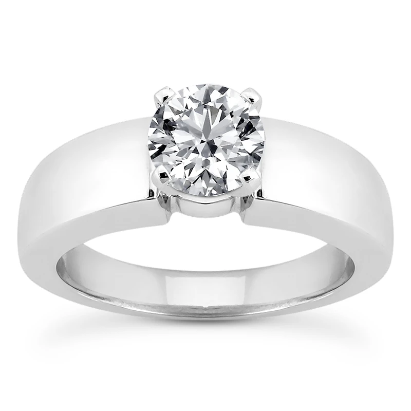 18K White Gold Round Diamond Engagement Ring 0.75ct 4.65mm Wide 3 18K White Gold Round Diamond Engagement Ring 0.75ct 4.65mm Wide