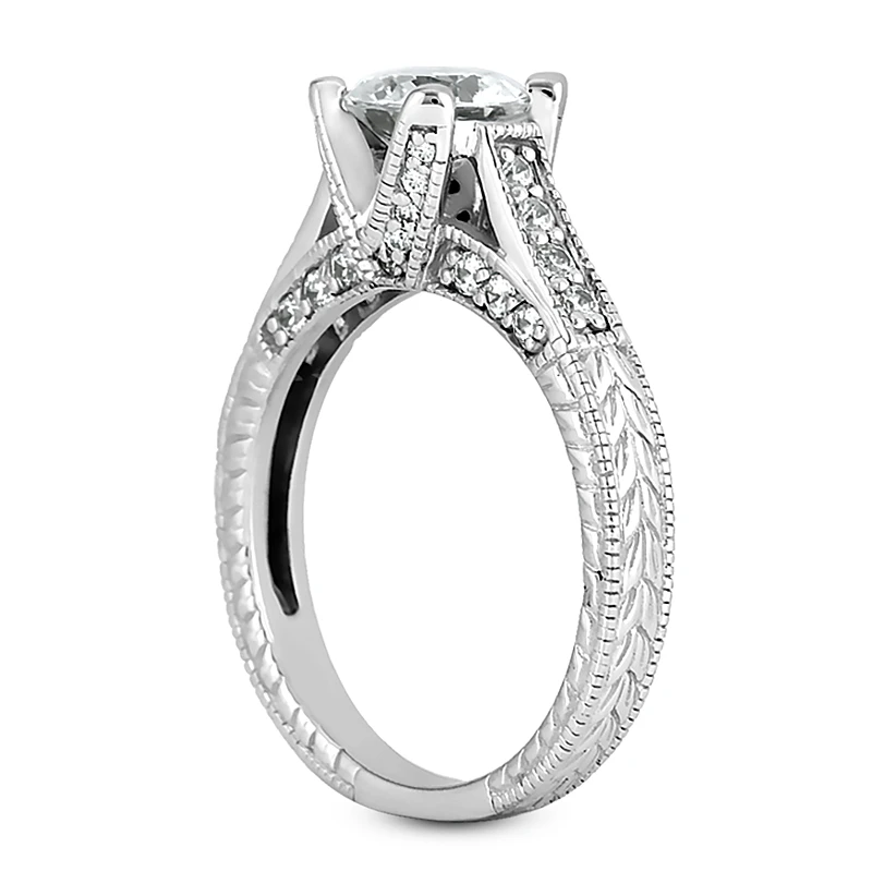 18K White Gold Round Diamond Engagement Ring 1.13ct 4.15mm 6 18K White Gold Round Diamond Engagement Ring 1.13ct 4.15mm - Image 4