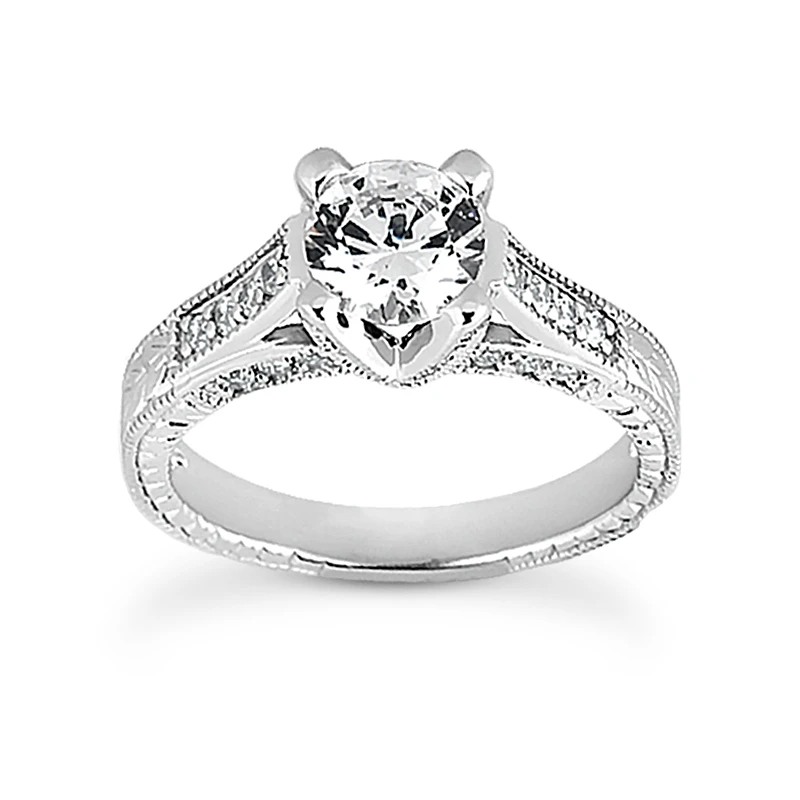 18K White Gold Round Diamond Engagement Ring 1.13ct 4.15mm 3 18K White Gold Round Diamond Engagement Ring 1.13ct 4.15mm