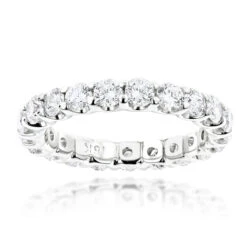 Thin 18K White Gold Round Diamond Eternity Band 2.20ct