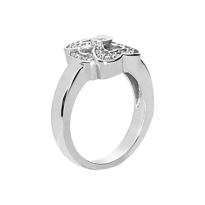 18K White Gold Round Diamonds Ladies Ring 0.34ct 13.2mm Wide 5 18K White Gold Round Diamonds Ladies Ring 0.34ct 13.2mm Wide - Image 3