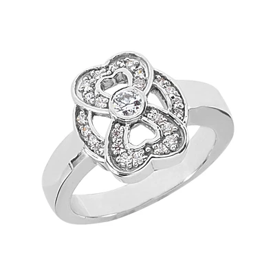 18K White Gold Round Diamonds Ladies Ring 0.34ct 13.2mm Wide 3 18K White Gold Round Diamonds Ladies Ring 0.34ct 13.2mm Wide