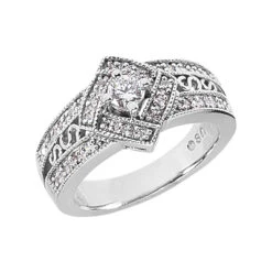 18K White Gold Round Diamond Ladies Ring 0.49ct