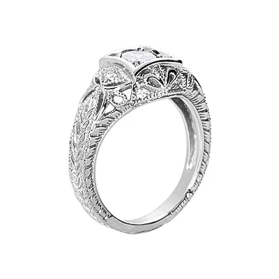 18K White Gold Round Diamond Ladies Ring 0.57ct 10.3mm 5 18K White Gold Round Diamond Ladies Ring 0.57ct 10.3mm - Image 3