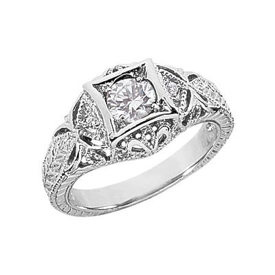 18K White Gold Round Diamond Ladies Ring 0.57ct 10.3mm 3 18K White Gold Round Diamond Ladies Ring 0.57ct 10.3mm