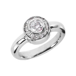 Thin 18K White Gold Round Diamond Ladies Ring 0.71ct