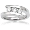 Thin 18K White Gold Round Diamond Ladies Ring 0.75ct