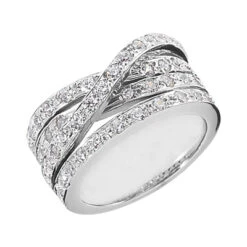 18K White Gold Round Diamond Ladies Ring 1.15ct 9.9mm