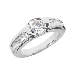 18K White Gold Round Diamond Ladies Ring 1.22ct 4.5mm