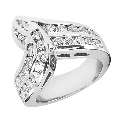 18K White Gold Round Diamond Ladies Ring 1.61ct 19.6mm 3 18K White Gold Round Diamond Ladies Ring 1.61ct 19.6mm