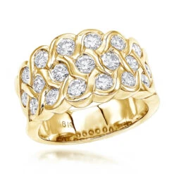 18K Yellow Gold Round Diamond Ladies Ring 2.02ct