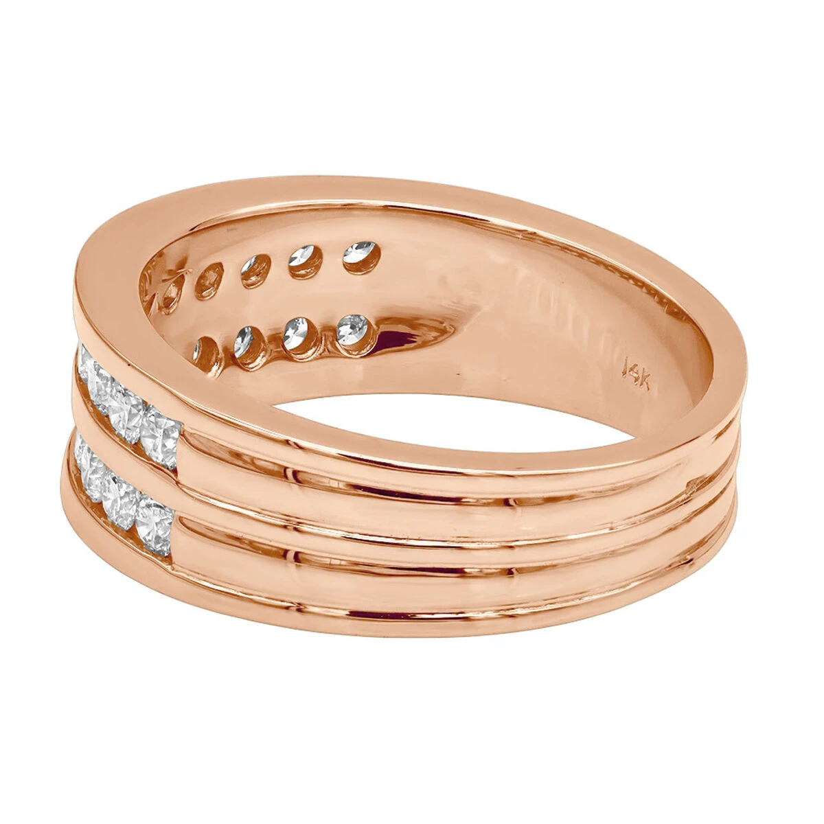 18K Rose Gold Round Diamond Men's Wedding Band 1.32ct 8 18K Rose Gold Round Diamond Men's Wedding Band 1.32ct - Image 6