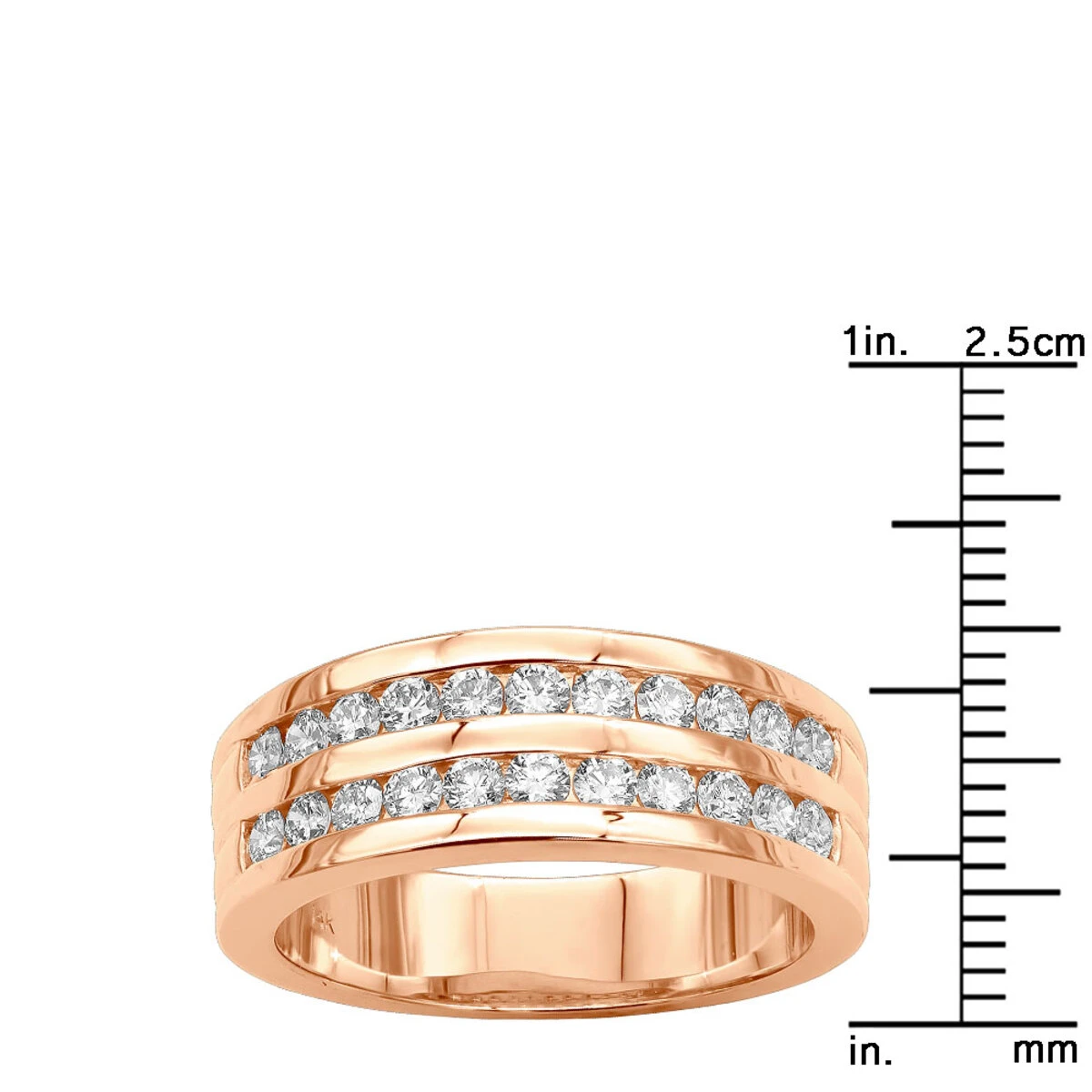 18K Rose Gold Round Diamond Men's Wedding Band 1.32ct 10 18K Rose Gold Round Diamond Men's Wedding Band 1.32ct - Image 8
