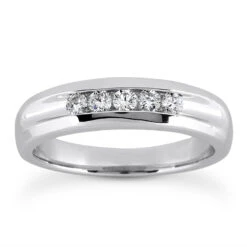 18K White Gold Round Diamond Men's Wedding Ring 0.35ct