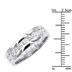 18K White Gold Round Diamond Men's Wedding Ring 0.81ct -Its Hot Jewelry Shop 18k gold round diamond mens wedding ring 081ct p 31191 ruler white 20221011 20221027