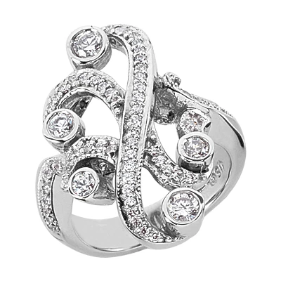 18K White Gold Round Diamond Right Hand Ladies Ring 0.71ct 3 18K White Gold Round Diamond Right Hand Ladies Ring 0.71ct