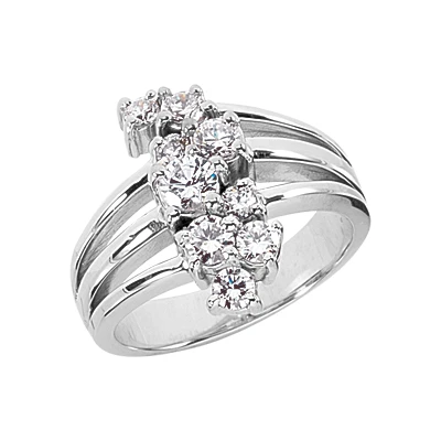 18K White Gold Round Diamond Right Hand Ladies Ring 0.76ct 3 18K White Gold Round Diamond Right Hand Ladies Ring 0.76ct