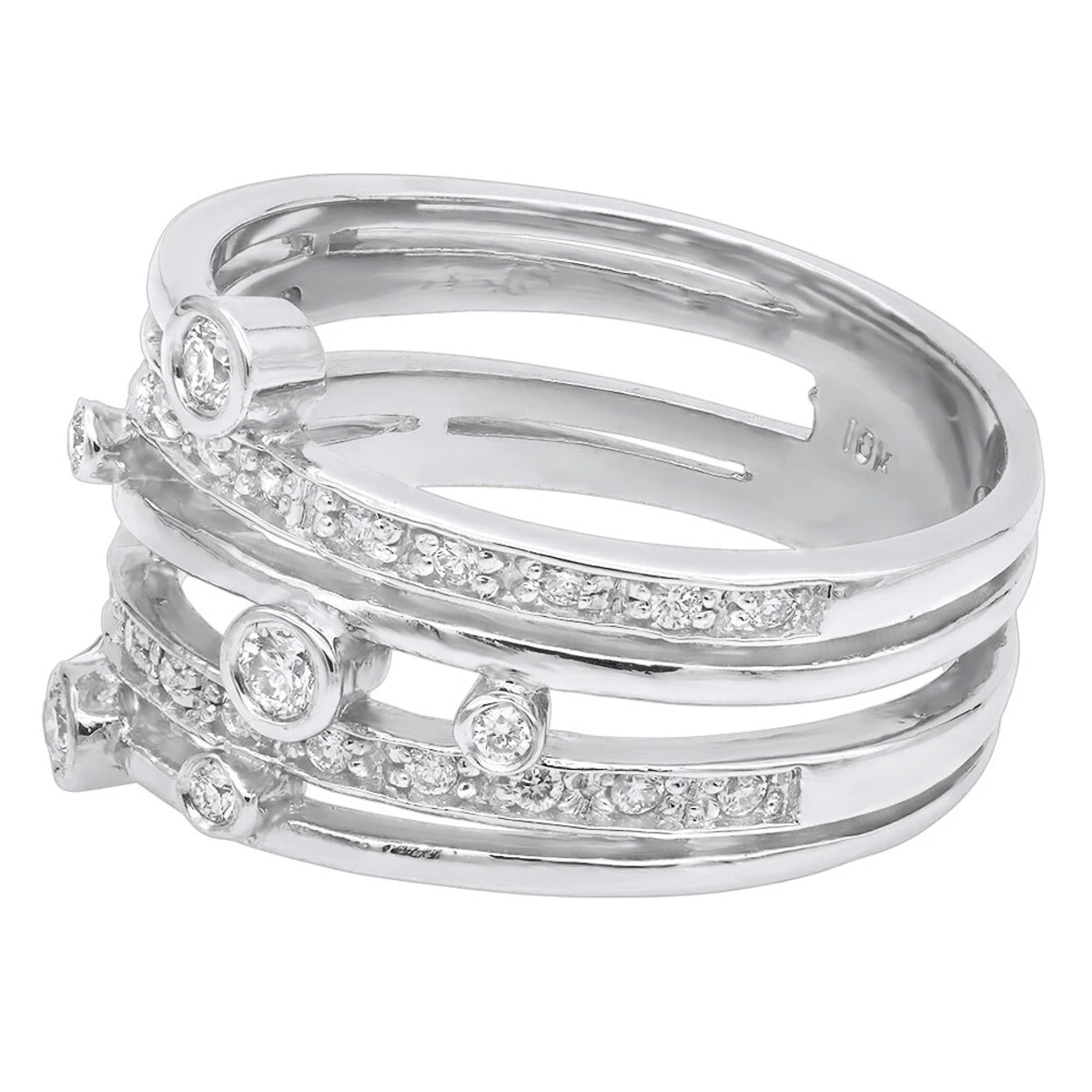 18K White Gold Round Diamond Right Hand Women's Ring 0.40ct 6 18K White Gold Round Diamond Right Hand Women's Ring 0.40ct - Image 4