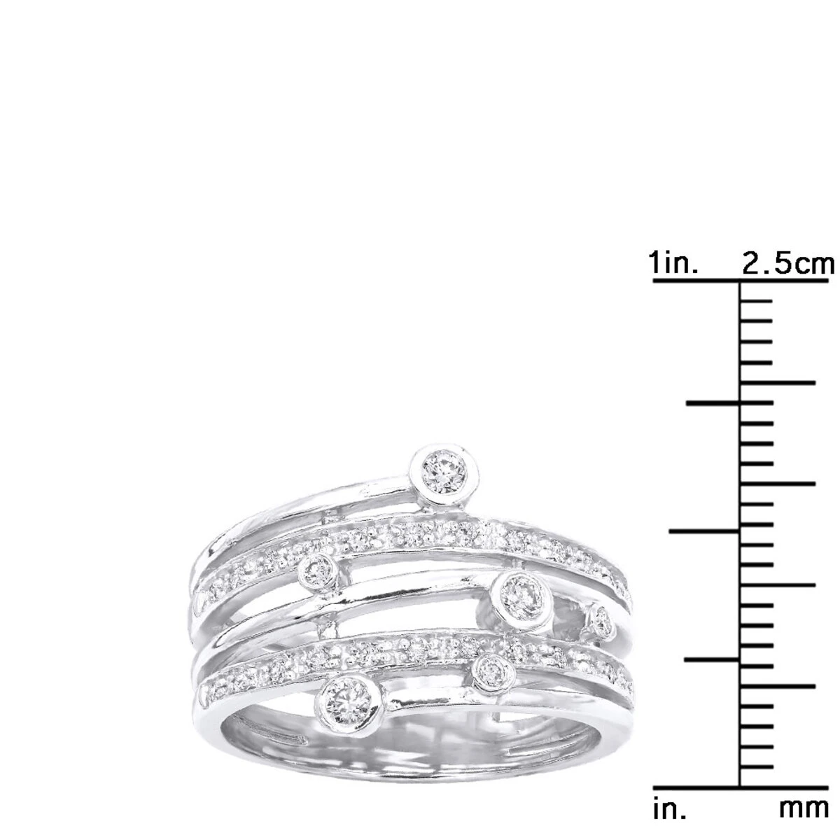 18K White Gold Round Diamond Right Hand Women's Ring 0.40ct 8 18K White Gold Round Diamond Right Hand Women's Ring 0.40ct - Image 6