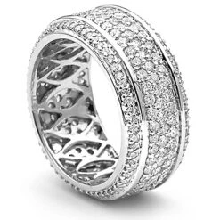 18K White Gold Round Pave Diamond Eternity Band 2.36ct
