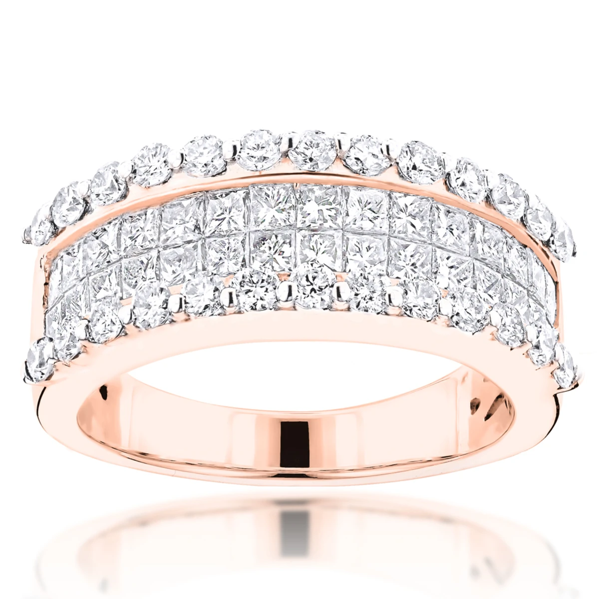 18K White Gold Round Princess Diamond Band 2.28ct 5 18K White Gold Round Princess Diamond Band 2.28ct - Image 3