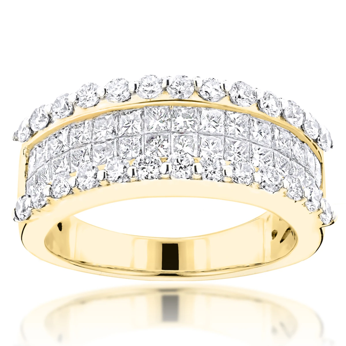 18K White Gold Round Princess Diamond Band 2.28ct 4 18K White Gold Round Princess Diamond Band 2.28ct - Image 2