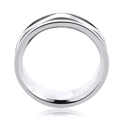 18K White Gold Wave Wedding Band For Men 6 18K White Gold Wave Wedding Band For Men - Image 4