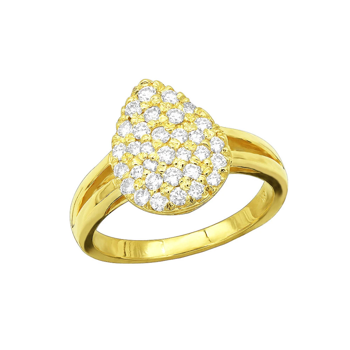 18K Yellow Gold Women's Diamond Ring Pear Shape 0.5ct 3 18K Yellow Gold Women's Diamond Ring Pear Shape 0.5ct